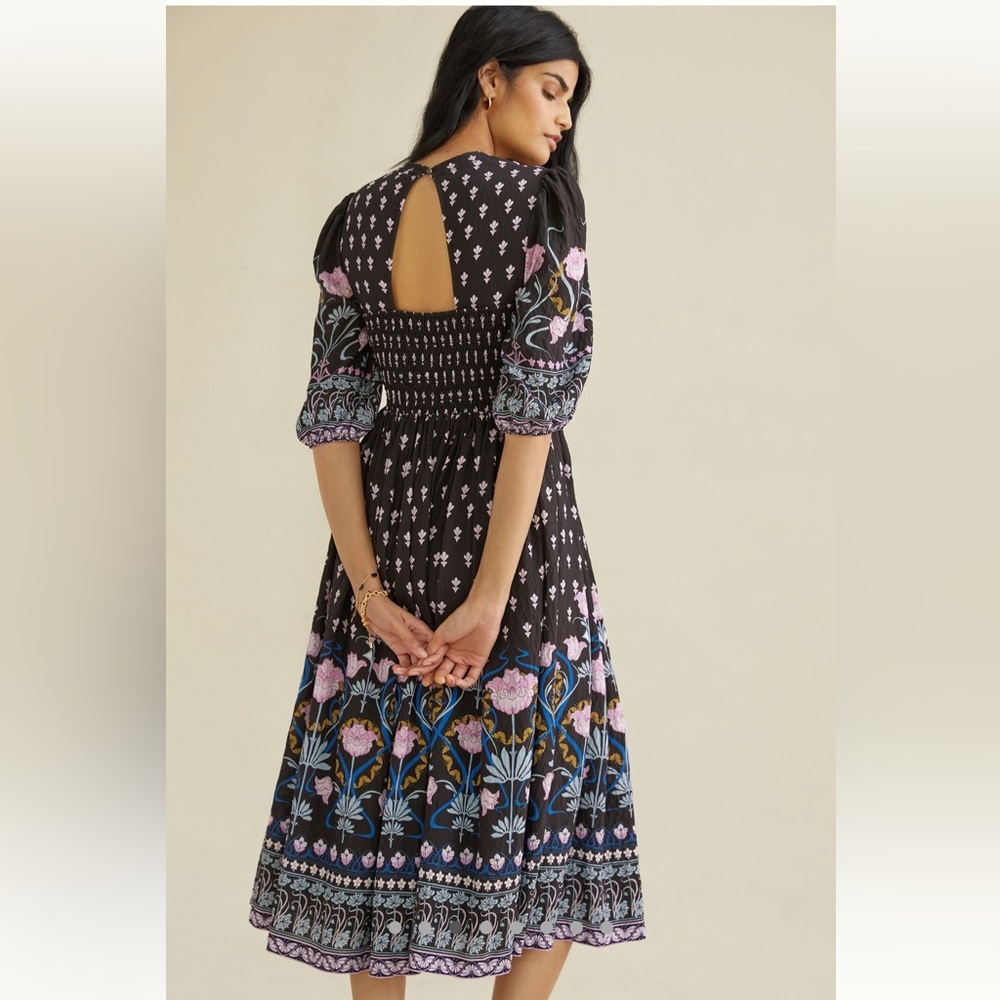 Anthropologie Dasha Smocked Dress, Sz M - Picture 3 of 7